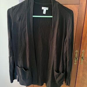 Black sweater open cardigan with pockets